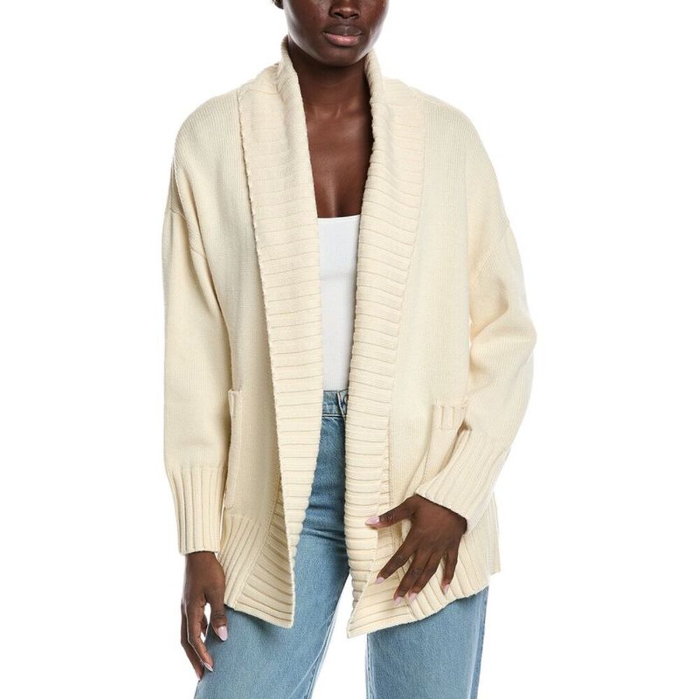 Electric & Rose Womens  Shay Shawl Cashmere-Blend Cardigan, White